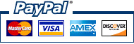 We Accept Visa, Mastercard, American Express and Discover through Paypal